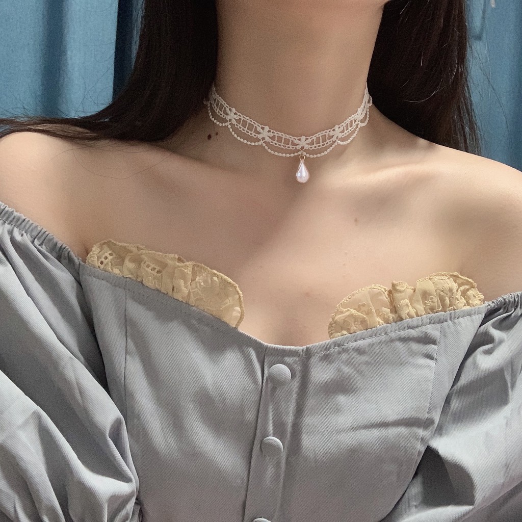 [CÓ SẴN] Choker ren trắng