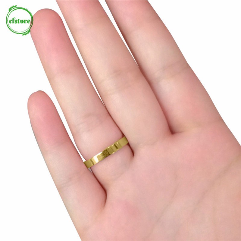CF 3mm Ultrafine Titanium Steel Ring Women Men's Engagement Wedding Ring Silver/Gold/Rose Gold/Black