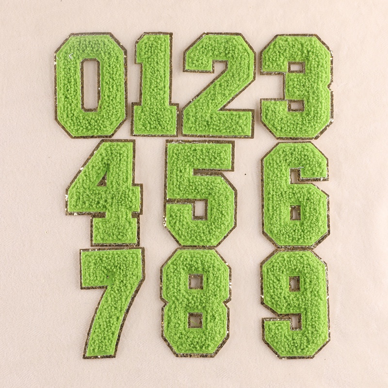 Miếng Dán Ủi Quần Áo Hình Chữ Số Màu Trắng / Xanh Dương / Vàng 8CM