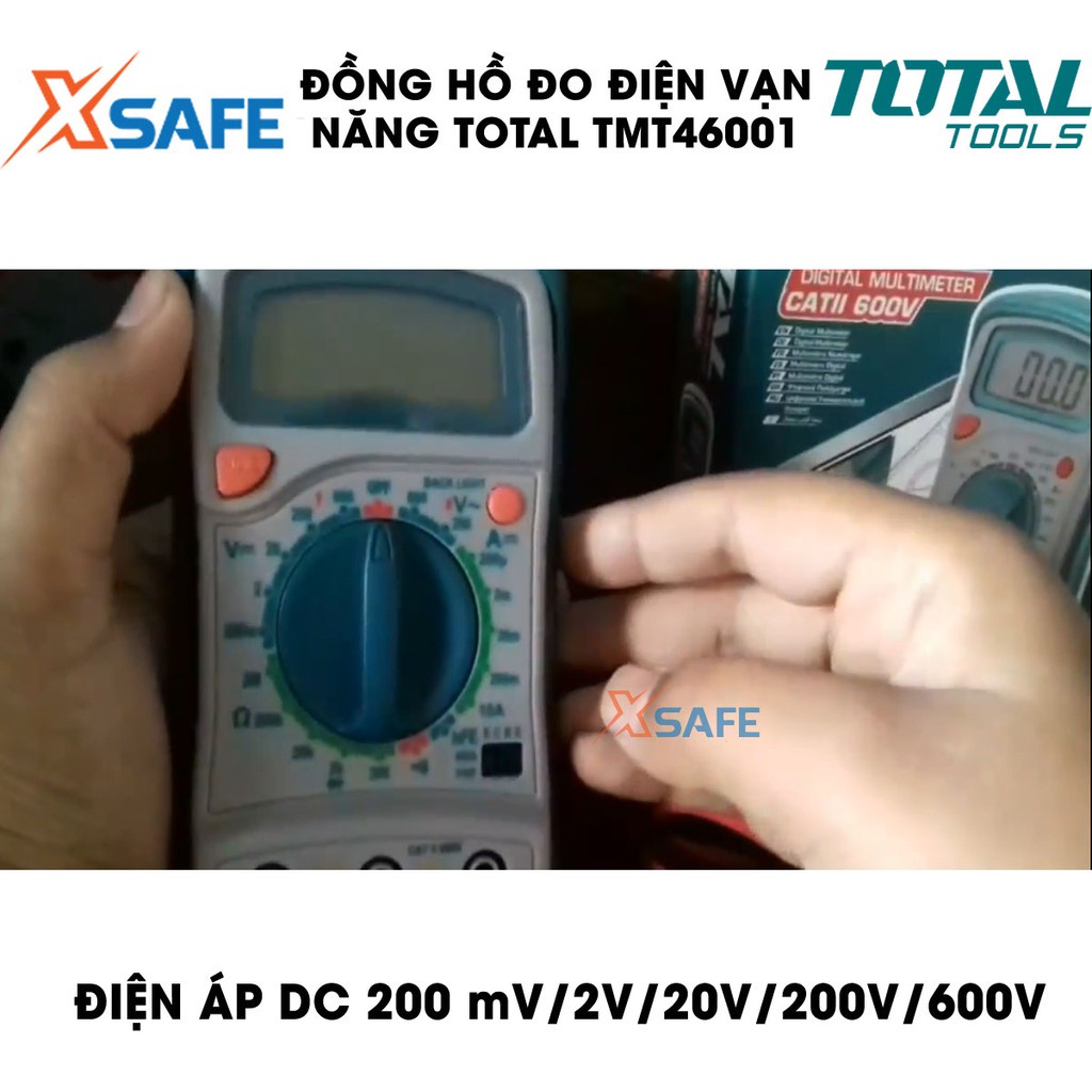 Đồng hồ đo điện vạn năng (40/T) TOTAL TMT46001 Thiết bị đo điện cầm tay màn hình LCD 1999 số đếm, đo trên nhiều nguồn