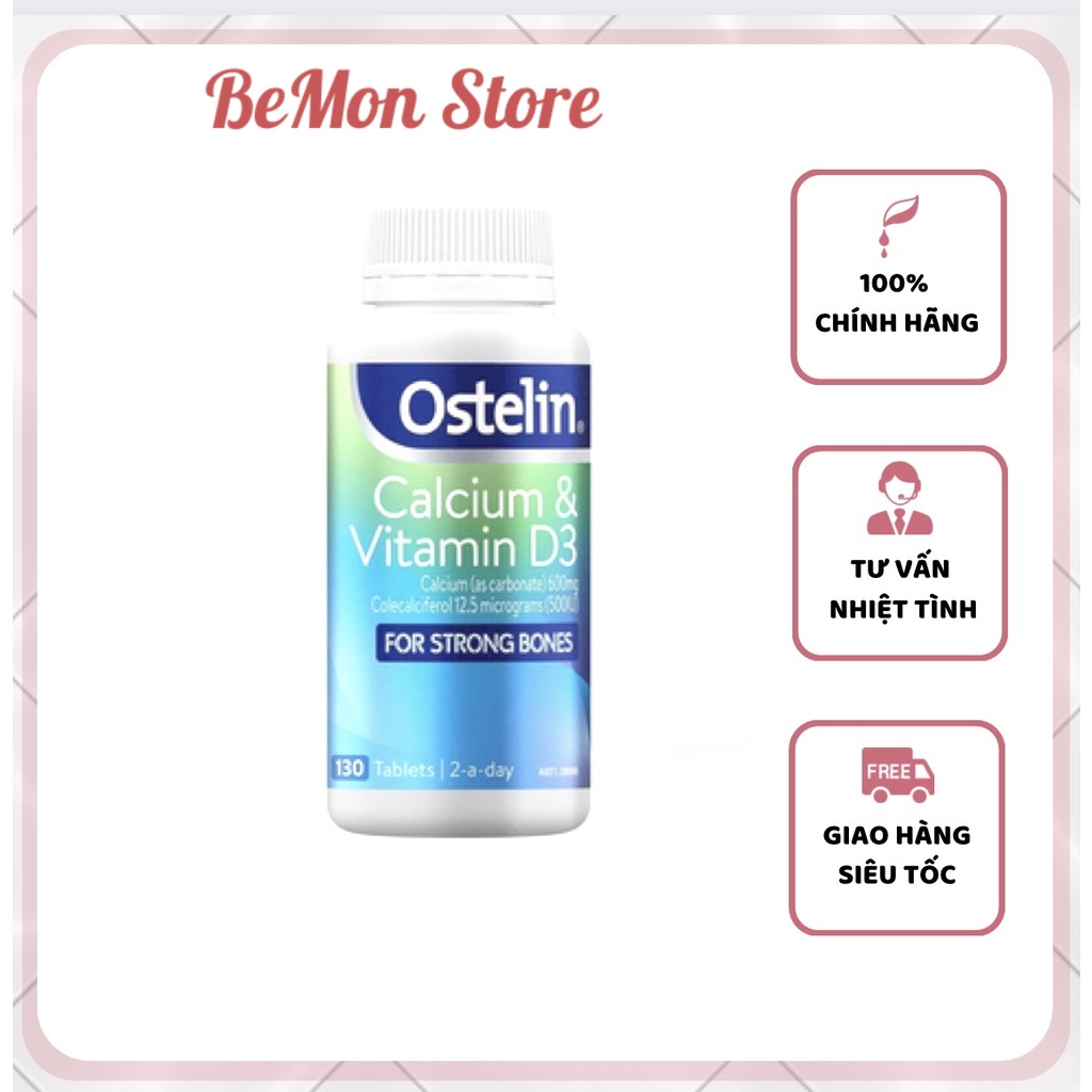 Viên Uống Bổ Xung Canxi + Vitamin D: Ostelin Vitamin D & Calcium Cho Bà Bầu Và Người Từ 12 Tuổi _130 Viên
