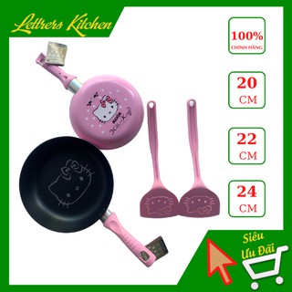 Chảo chống dính nhập khẩu cao cấp Hello Kitty, màu đỏ/ hồng, kích thước 20cm, 22cm, 24 cm