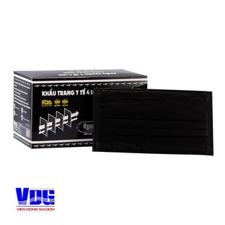 Khẩu trang y tế 4 lớp than hoạt tính chính hãng Hynam - MÀU ĐEN (50 cái/hộp)
