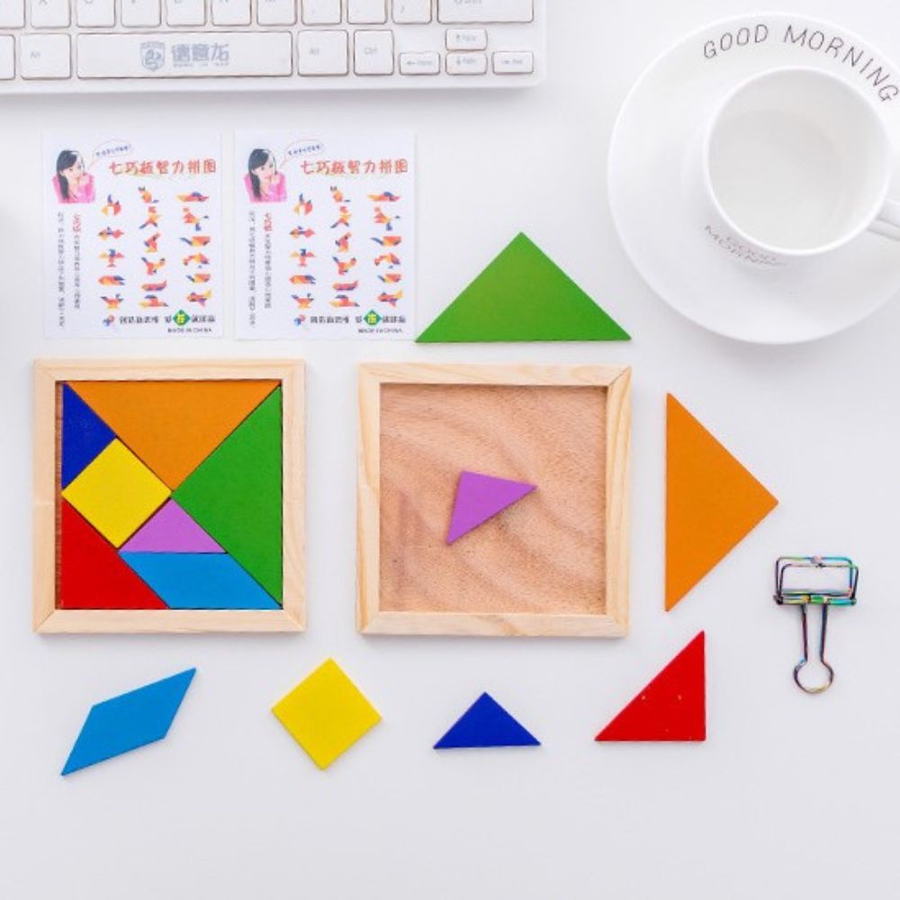 Đồ chơi trí tuệ Tangram Pison bộ ghép hình 7 miếng nhiều màu bằng gỗ kích thích tư duy sáng tạo cho trẻ - PVN2816