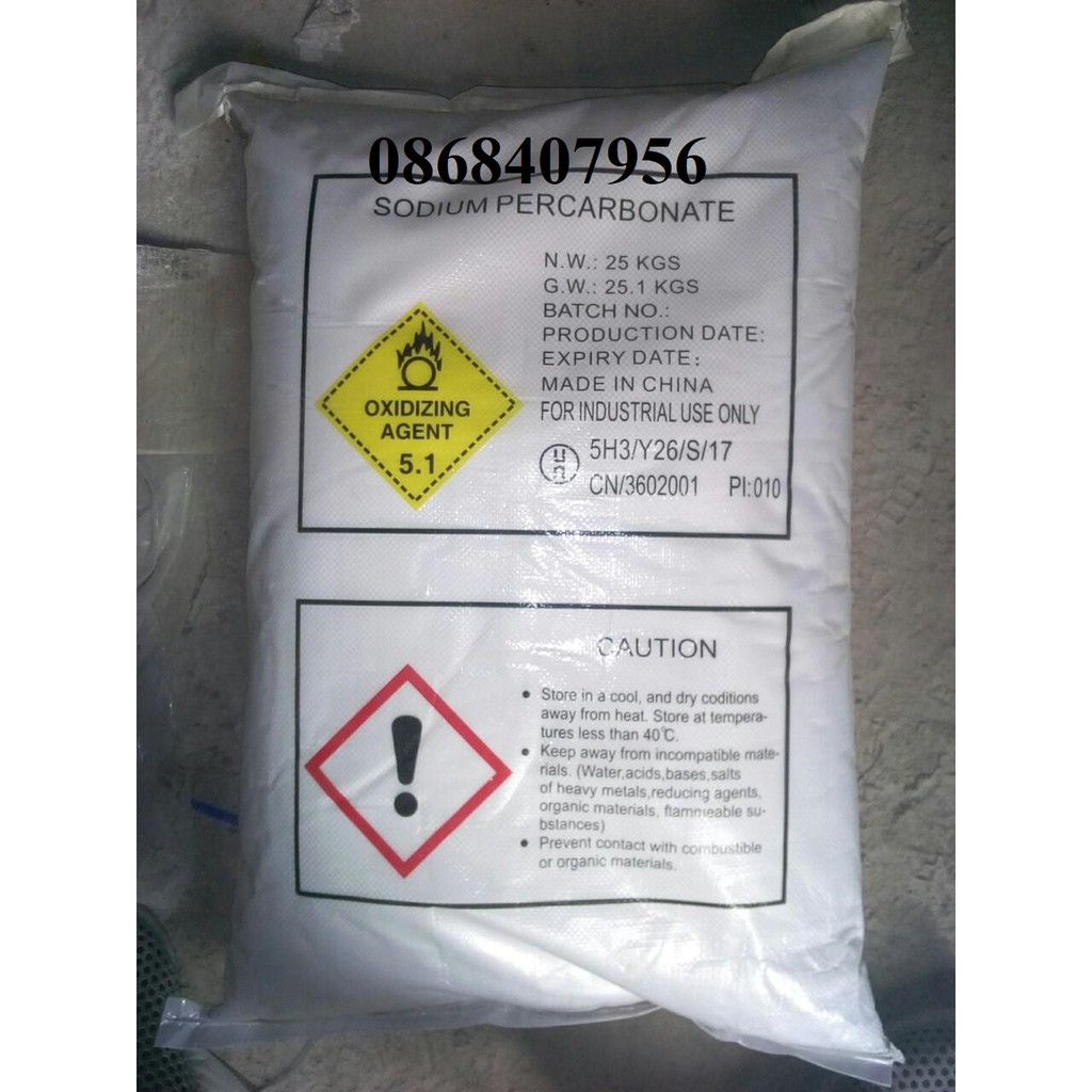 Oxy bột – oxy viên Sodium percarbonate dùng trong nuôi trồng thuỷ sản  Xuất xứ: Trung Quốc / Hàn Quốc 25kg/bao