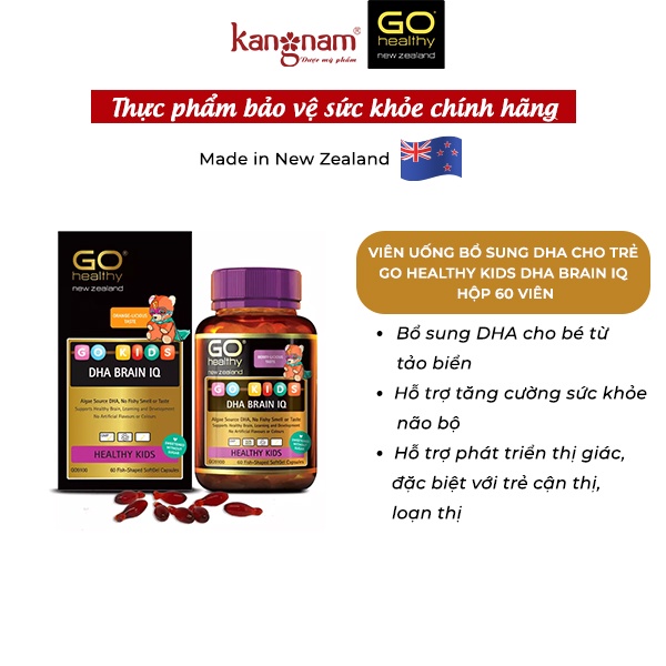Viên Uống Bổ Sung DHA Cho Trẻ Go Healthy Kids DHA Brain IQ Hộp 60 viên