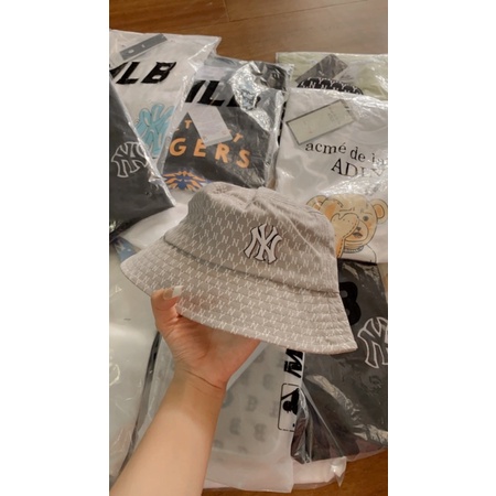 Nón MLB Bucket Xám Full Tag Logo Thêu Bền Đẹp
