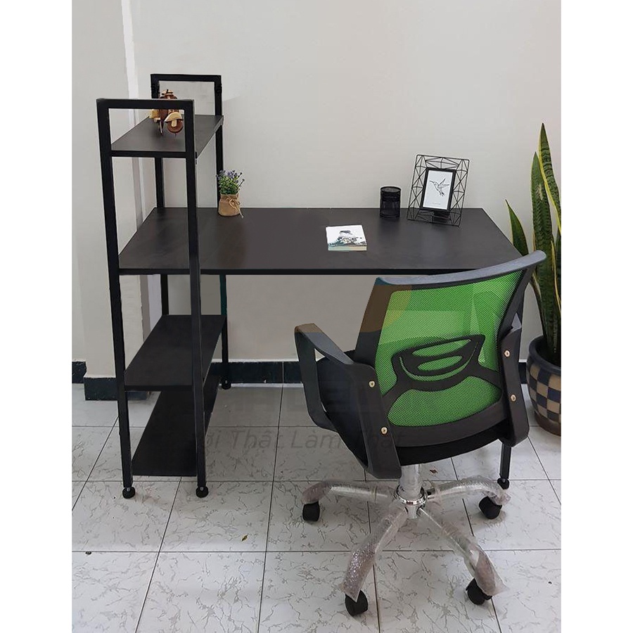 Bàn làm việc khung sắt kèm giá sách decor sơn tĩnh điện chịu lực cao, bàn gaming hoặc bàn học lắp ráp dễ dàng