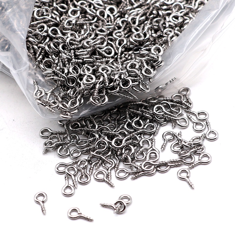 Set 100 Đinh Vít Mắt Cừu 9 Hình Dạng Bằng Thép Không Gỉ Làm Trang Sức Thủ Công DIY