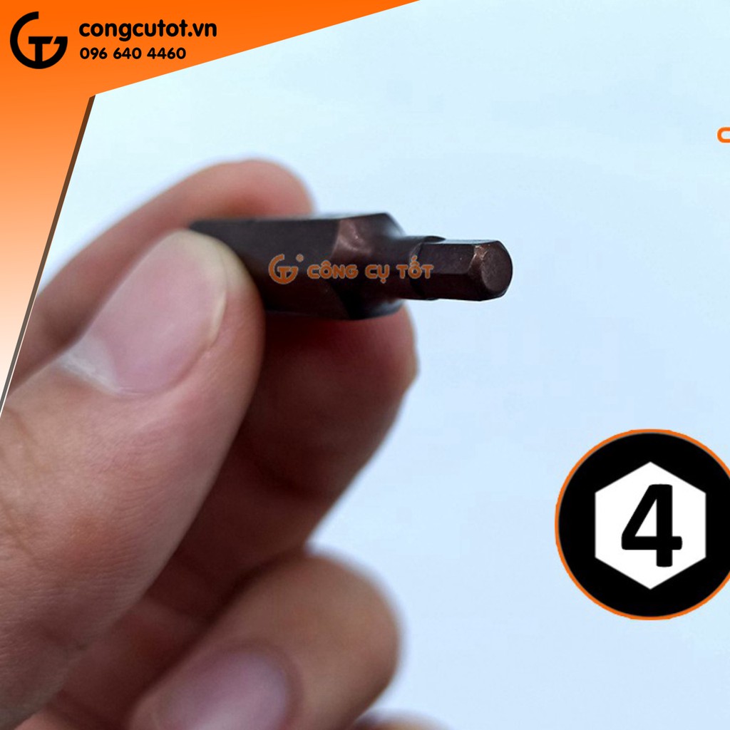 Vỉ 10 mũi vít đóng lục giác Wakio si nâu dài 35mm