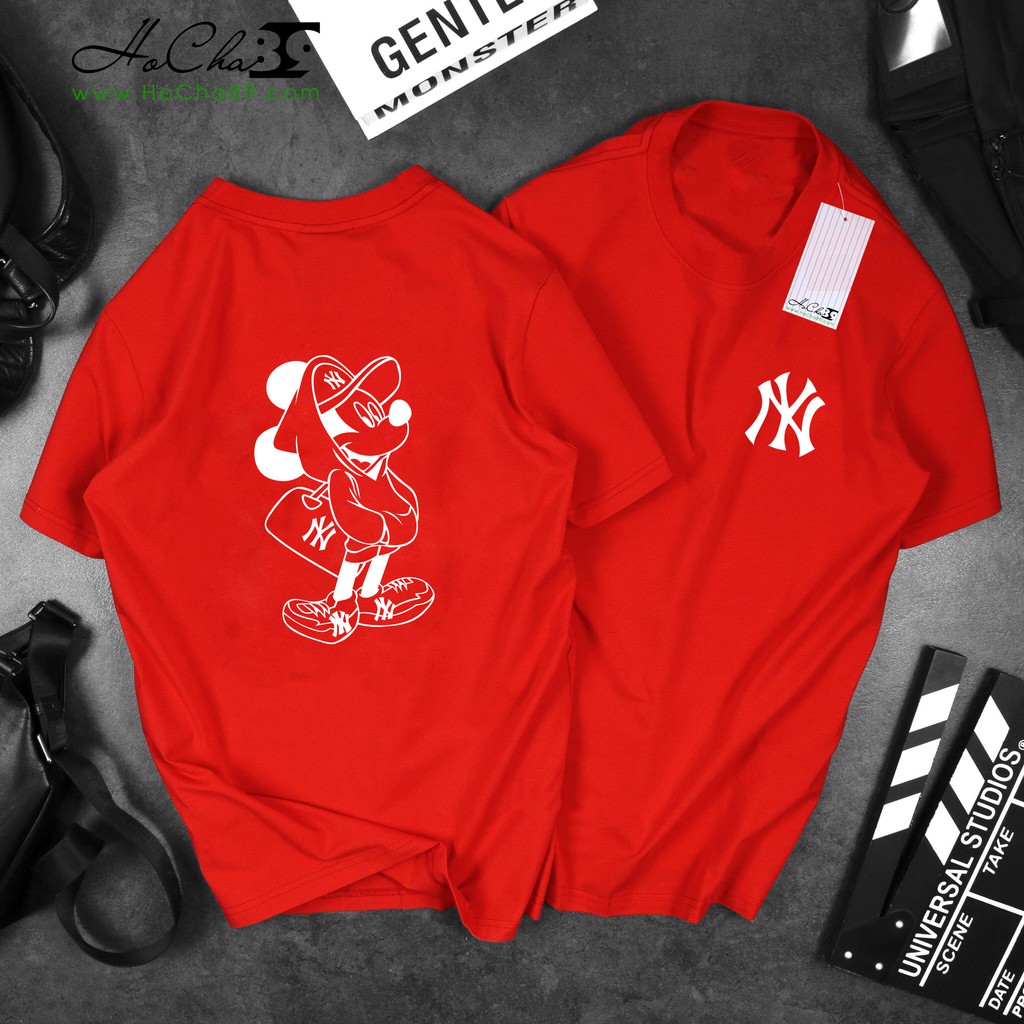 Áo Thun NY Mickey - Màu Đỏ - Cotton 4C 65% Siêu mát