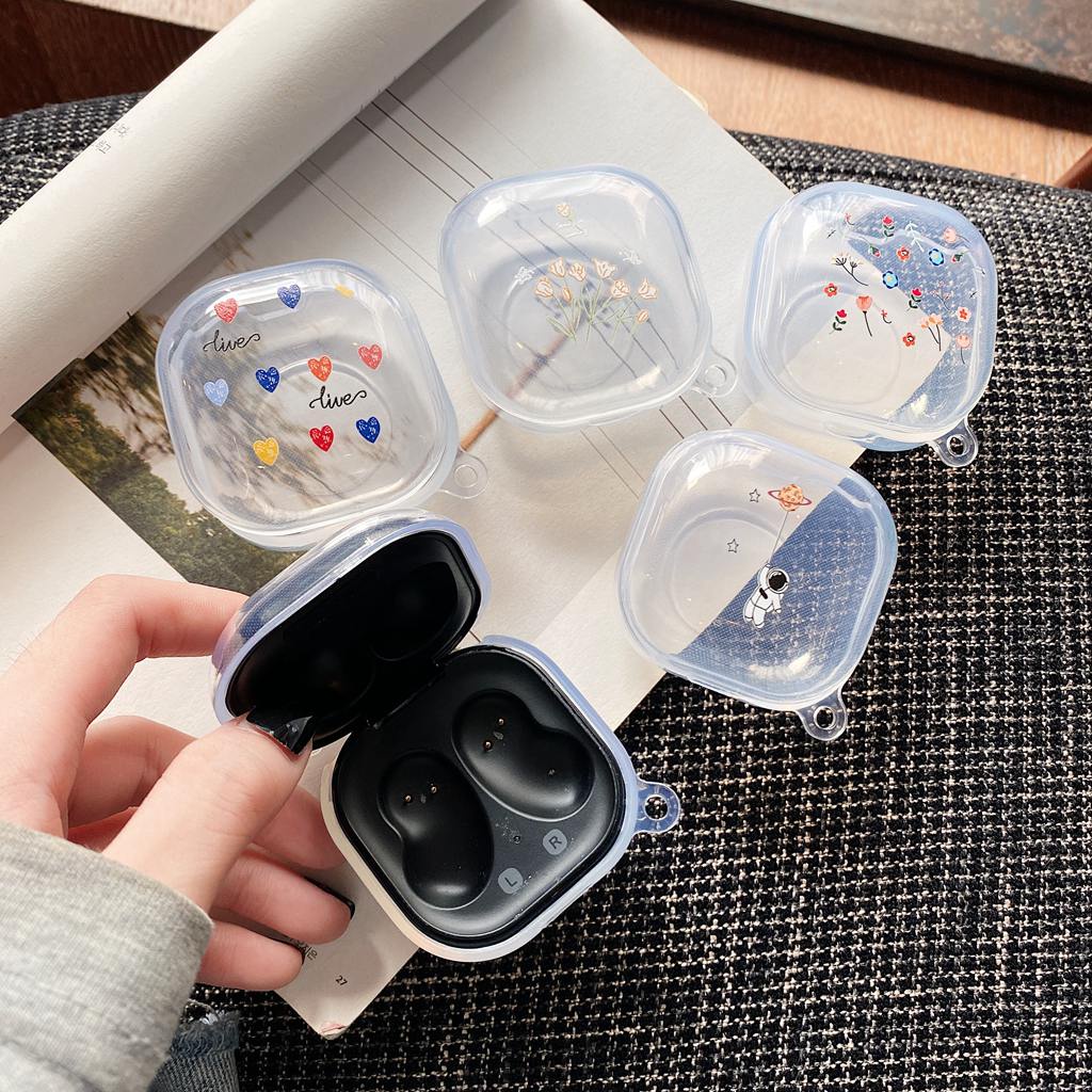 Vỏ Bảo Vệ Hộp Sạc Tai Nghe Samsung Galaxy Buds Live / Buds Pro / Buds2 Bằng Silicon Trong Suốt Hình Mặt Cười Nhiều Màu Dễ Thương