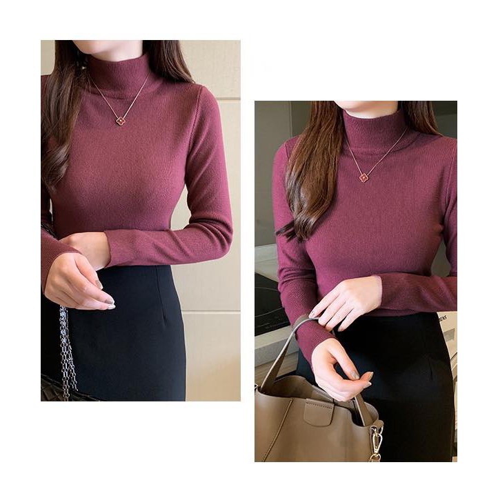 Áo Len Cao Cổ Siêu Hot 6 Màu Tươi Tắn Trẻ Trung Chất Liệu Mềm Mịn Co Giãn