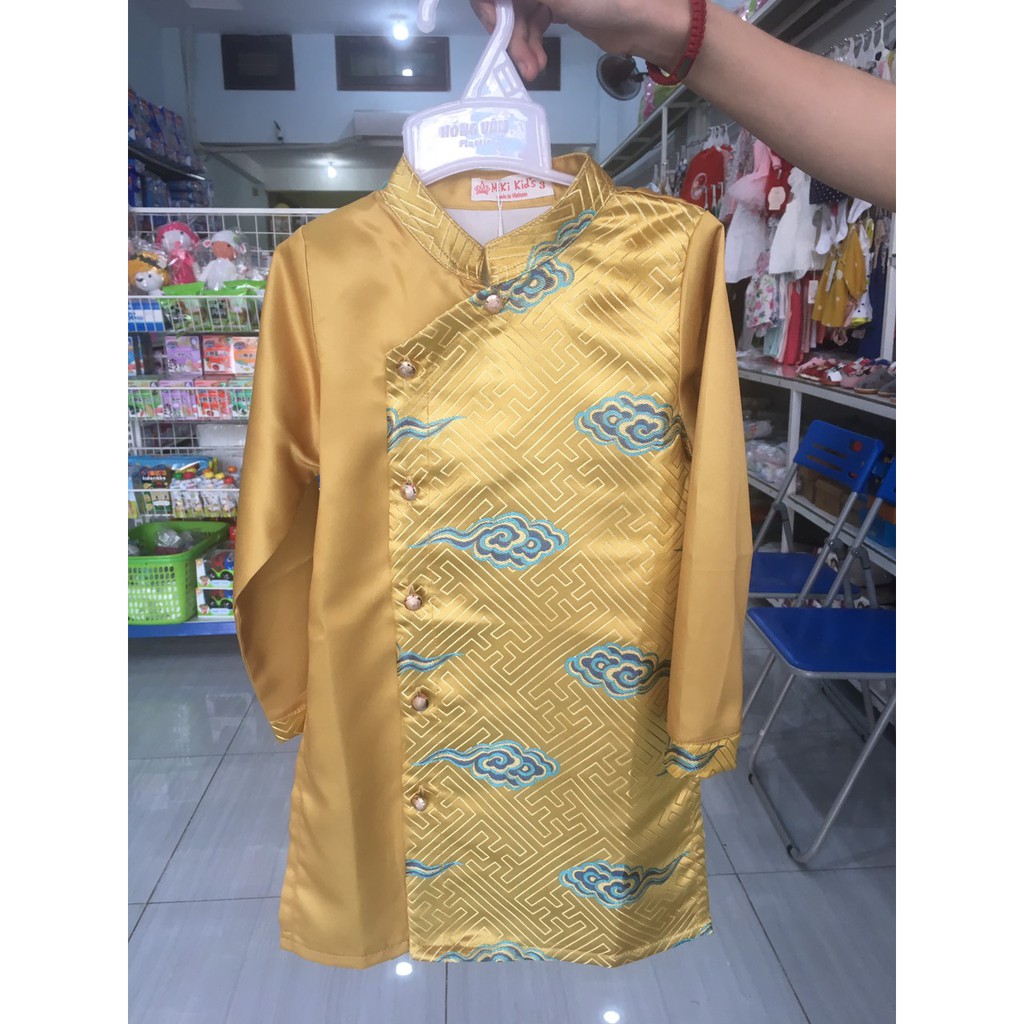 [LẺ SIZE]Áo Dài Cách Tân Mặc Tết Thêu Đám Mây Cho Bé Trai- Áo dài Tết Bé trai