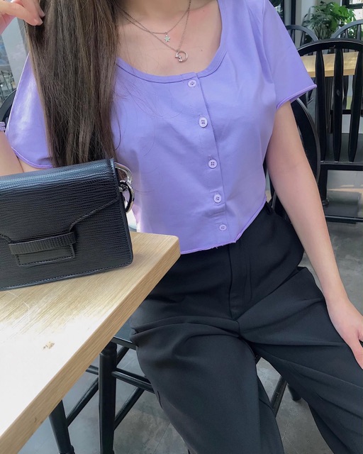 Áo thun Midi Top ( Trắng/Đen/Tím) | BigBuy360 - bigbuy360.vn