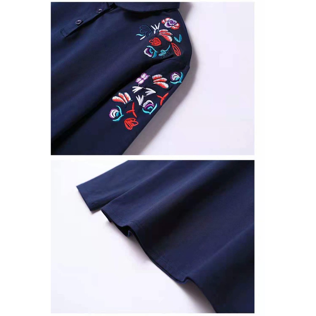 Áo polo 100% cotton Tay Dài Thêu Họa Tiết Thời Trang Mùa Thu Dành Cho Nữ Trung Niên 2022