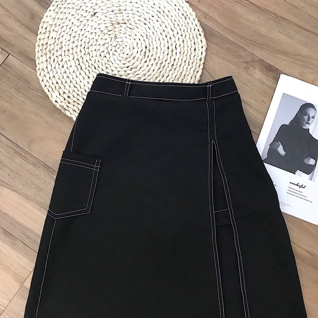 Chân váy Hyon Skirt hack chân siêu dài - dáng váy suông dễ mix sau lưng phối chun co giãn kèm ảnh thật