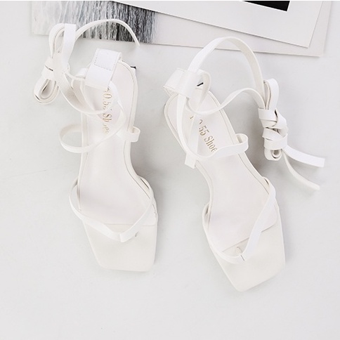 Giày sandal nữ Vietlavani mã LTS55 mũi vuông gót vuông dây cột cao 3cm hàng đẹp chuẩn form