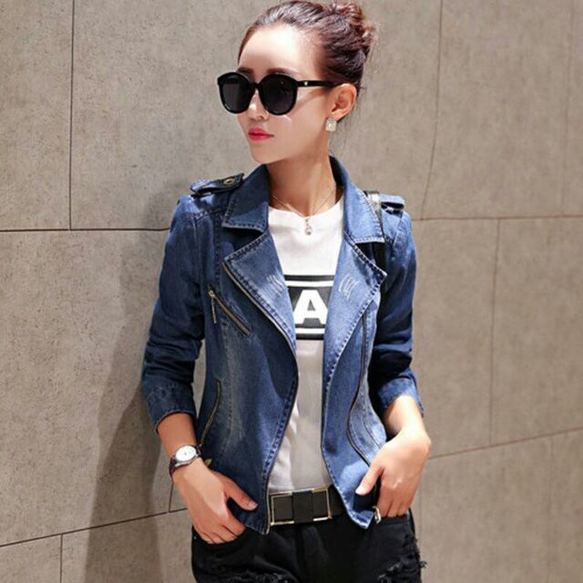 Áo jean nữ cao cấp cồ bẻ phong cách trẻ trung QCNP412