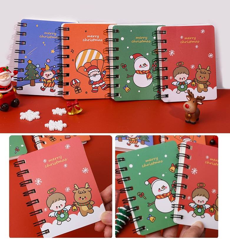 Sổ Tay Vinatage Phong Cách Hàn Quốc Christmas Cartoon Portable Mini Coil Notepad Hard Cover Cute Animal notebook memo Time Organizer student School Supplies Kid Gift