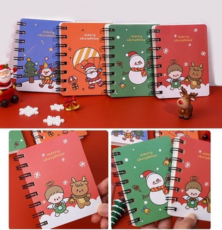 Sổ tay lò xo Cute Cartoon Christmas Coil Creative Notebook Kawaii Small Fresh Portable Mini Notepad Stationery BookSchool office supplies Student kids Christmas gift