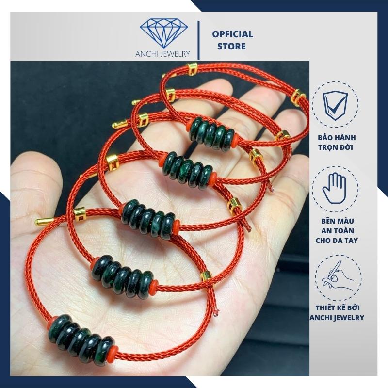 Vòng tay đồng điếu ngọc sơn thủy mệnh mộc / hỏa. Anchi jewelry