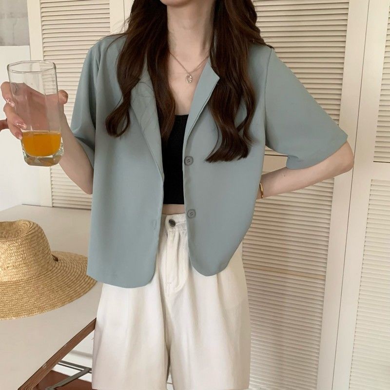 Porozi  Áo khoác vest  tay ngắn dáng rộng nhiều màu tùy chọn thời trang cho nữ