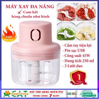 Máy Xay Đa Năng, Máy Xay Tỏi Ớt Mini Cầm Tay Sạc Pin Nhỏ Gọn Dung Tích 250ml