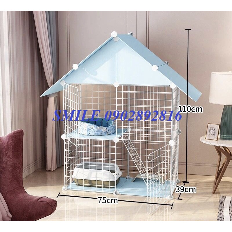 [TẶNG BÚA GỖ] COMBO CHUỒNG, NHÀ LỒNG LƯỚI THÉP CÓ MÁI CHE CHO CHÓ MÈO THÚ CƯNG ĐA NĂNG