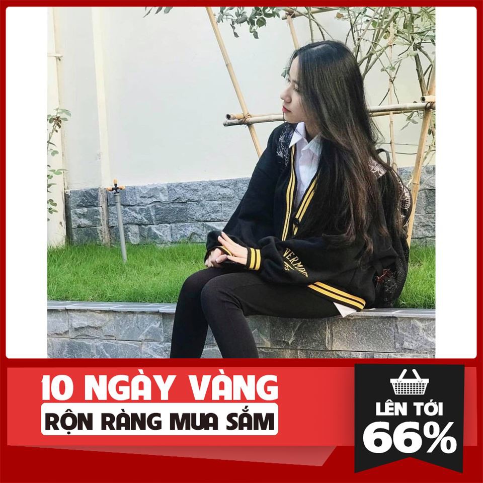 [ Sale Siêu Khủng ] Áo Khoác CARDIGAN VERMONT ĐEN THÊU TAY UNISEX [Kèm Hình Thật] thời trang eva