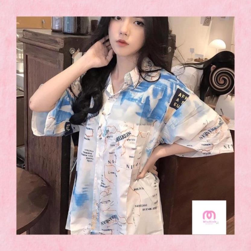Áo Sơ Mi In Tên Nước Unisex ,Áo Somi Cộc Tay Nam Nữ Dáng Rộng F010 _Miuxinh Shop