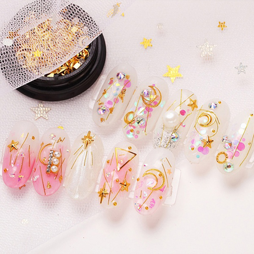 Miếng dán mặt ngôi sao / mặt trăng 3D dùng trang trí móng tay