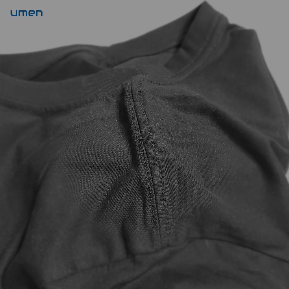 Áo thun basic nam màu đen cổ tròn tay ngắn UMEN vải cotton co giãn, thoáng mát | BigBuy360 - bigbuy360.vn