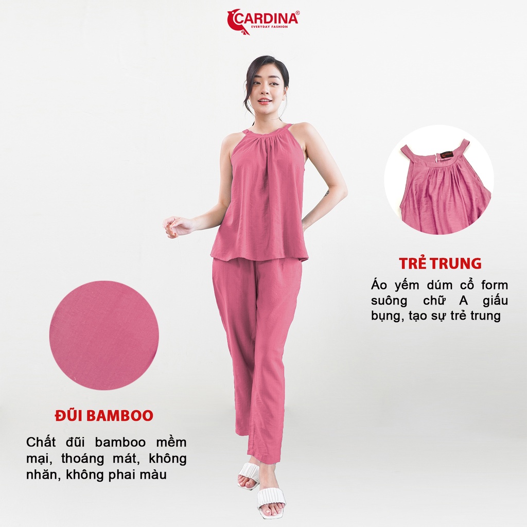 Đồ Bộ Nữ 𝐂𝐀𝐑𝐃𝐈𝐍𝐀 Chất Đũi BamBoo Xước Cao Cấp Set Bán Rời Quần Baggy Basic Áo Cổ Yếm Quyến Rũ 2AF03-2Q03