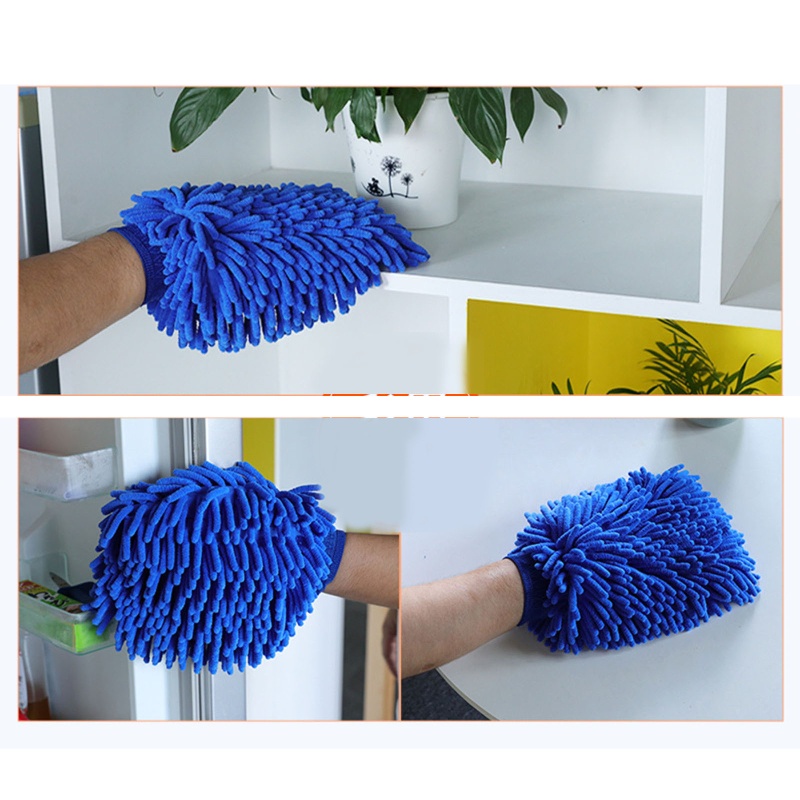 Găng Tay Lau Chùi Bằng Sợi Microfiber Chenille Không Trầy Xước Nhanh Chóng Hỗ Trợ Giặt Rửa