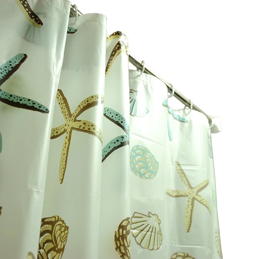 [Tổng Kho Sỉ] Rèm Nhà Tắm / Rèm Cửa Sổ Họa Tiết Vỏ Sò Kèm Móc - Loại 1,8 x 1,8m