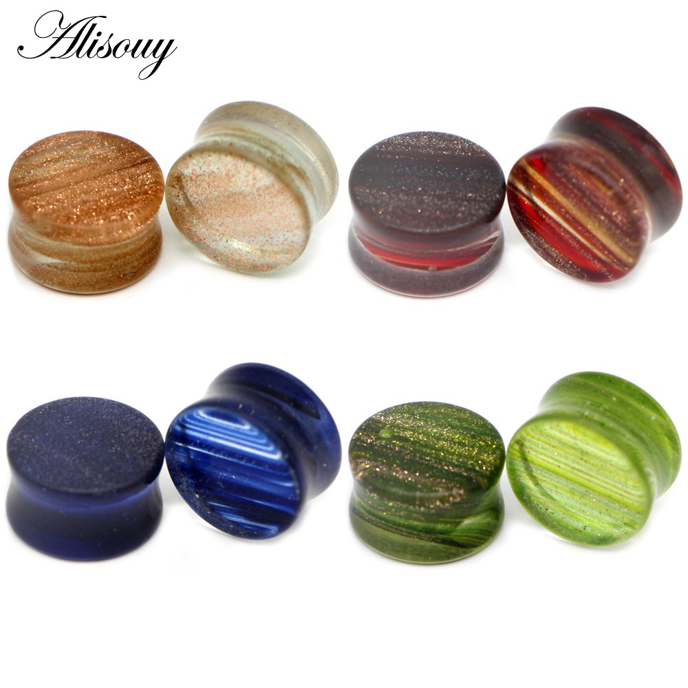 Alisouy Set 2 Khuyên Nong Tai Hình Hoa Thủy Tinh 6-20mm Cá Tính Cho Nam Và Nữ