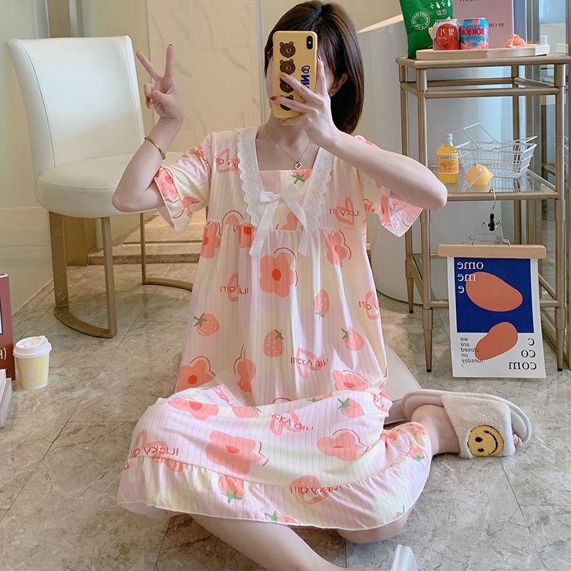 Đồ ngủ Dáng Dài Ngắn Tay Size Lớn Họa Tiết Sọc Caro Phong Cách Nhật Bản