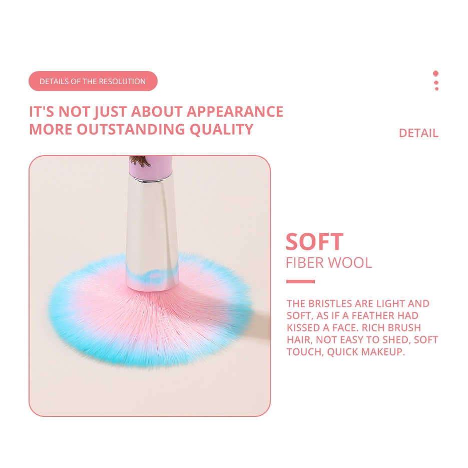 GRACEDO 5 Cái Bộ Cọ Trang Điểm Hoạt Hình Mini Màu Hồng Và Xanh