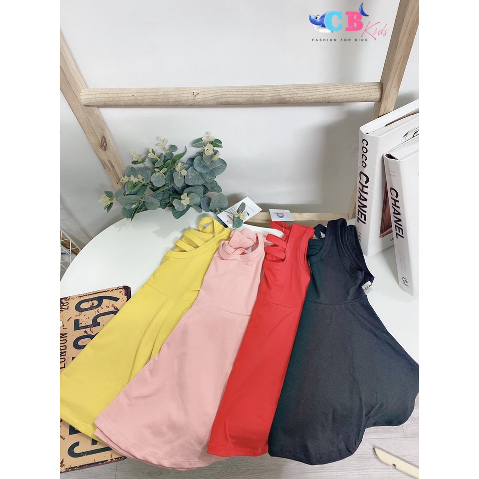 Váy bé gái cotton 3 lỗ dáng xòe đan 3 dây lưng XHN954