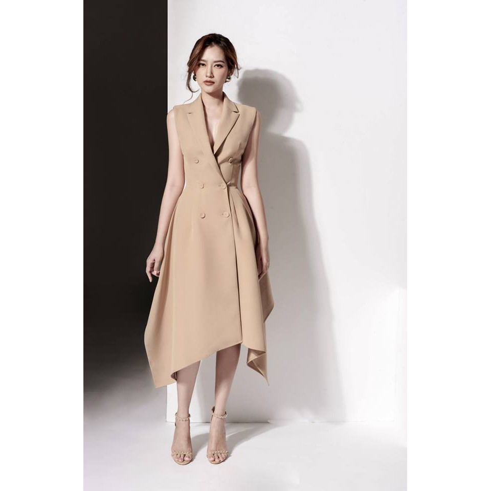 Đầm vest dáng xòe sát nách sang trọng - thiết kế đi tiệc cao cấp - đầm công sở thu đông