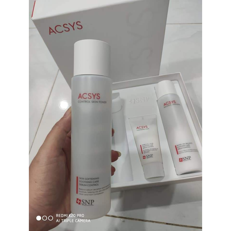 Bộ sản phẩm dành cho da mụn SNP ACSYS 2 SET,mỗi set dung tích 180ml (BUY TONER &amp; EMULSION GET FOAM FOR FREE)