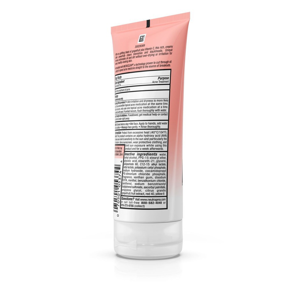 Sữa Rửa Mặt Neutrogena Oil-Free Acne Wash Pink Grapefruit Cream Cleanser (177ml)