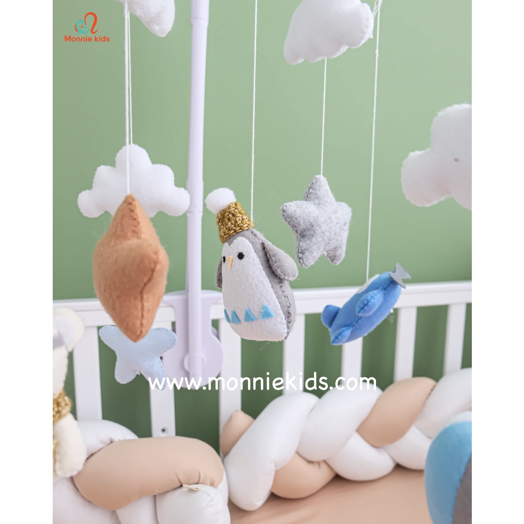 Đồ chơi treo nôi cũi cho bé Handmade, treo nôi kích thích thị giác cho trẻ - Monnie Kids