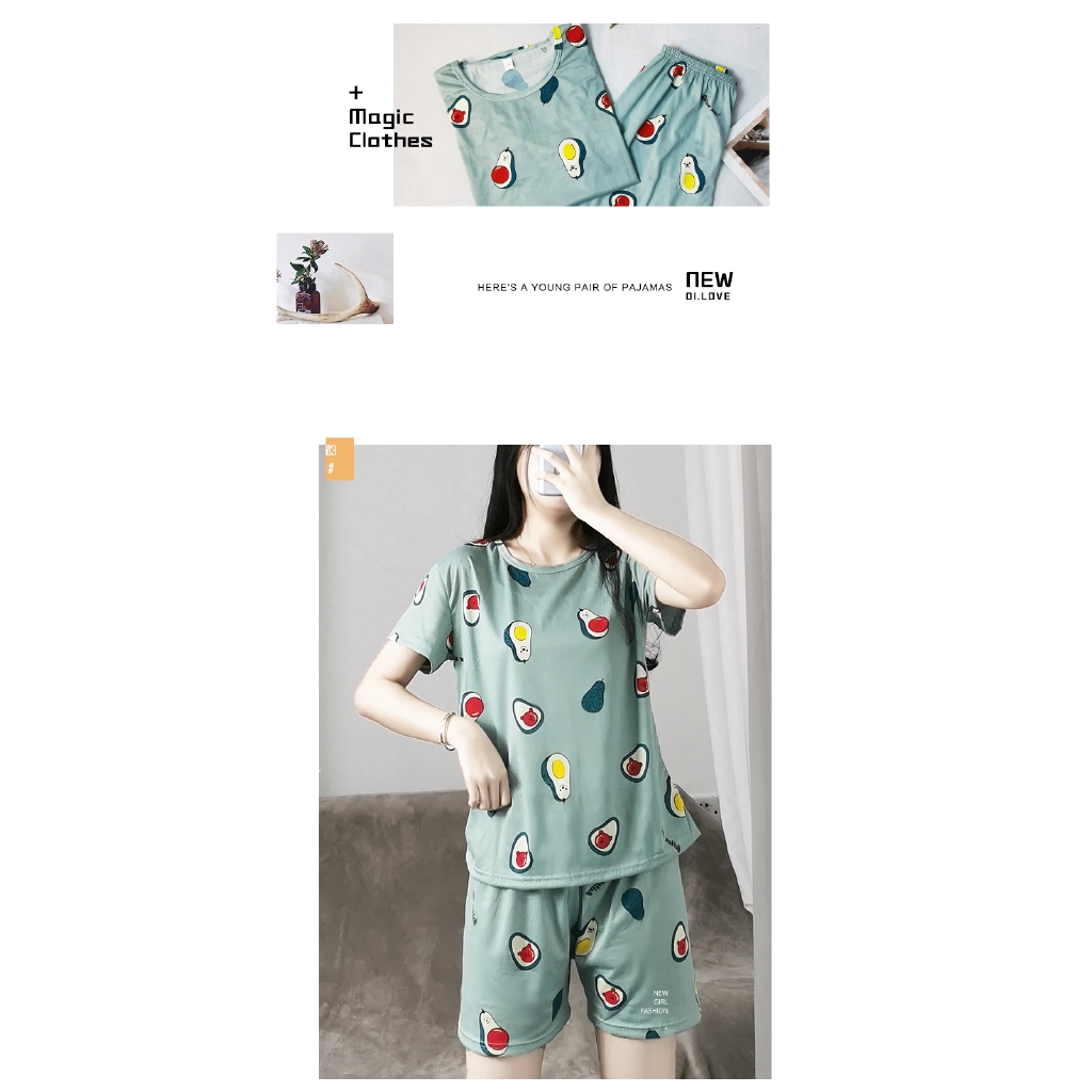 xiaohan korea summer short sleeve sleepwear sleeping wear women cute printed loose Large size round neck nightwear sets female pajama suit | BigBuy360 - bigbuy360.vn