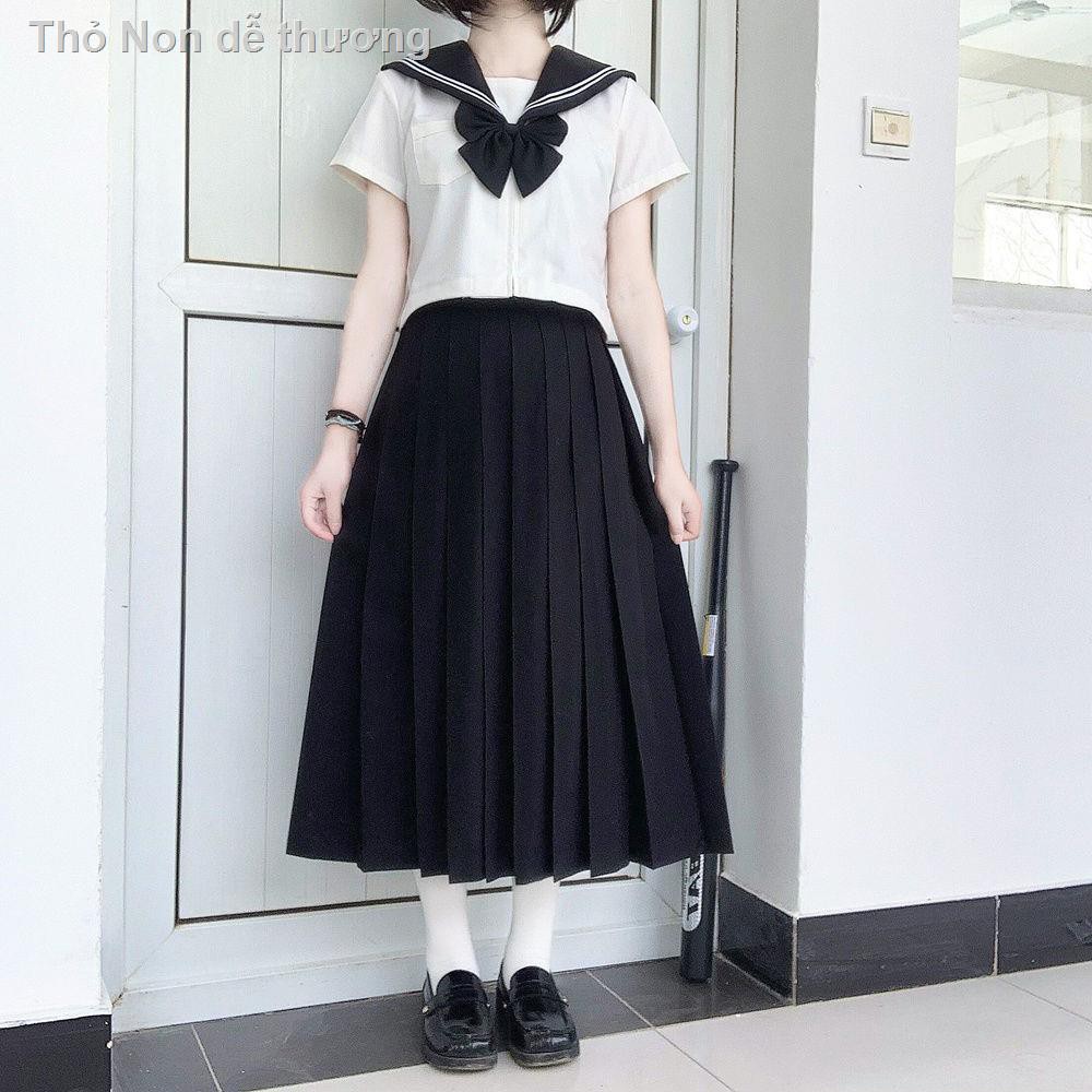 váy đầm dáng xoè❐♨✙[  JK] Đồng phục chính thống jk hãng váy dài trung xấu cổ đen Nhật Bản hai cuốn ba mẫu ngắn ta