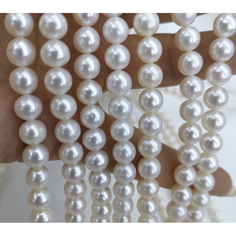 Dây Nguyên Liệu Ngọc Trai 7-8mm Độ Sáng 5A Màu Trắng - Ngọc Trai Trường Thịnh