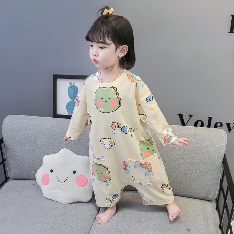 ✨Hàng Có Sẵn✨ Bộ Đồ Ngủ Liền Thân Tay Dài Chống Đá Thời Trang Thu Đông Cho Bé