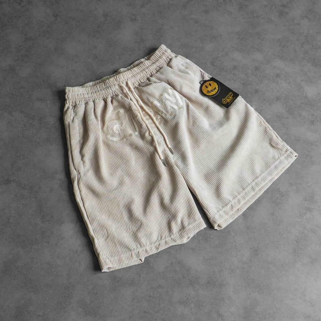 Quần Short Thun Nhung Tăm Drew Nam Nữ Unisex Chất Mềm Mịn