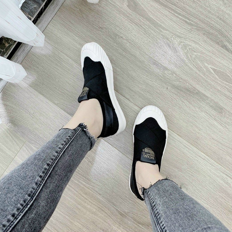 Giày slipon chun chéo mũi sò fullbox
